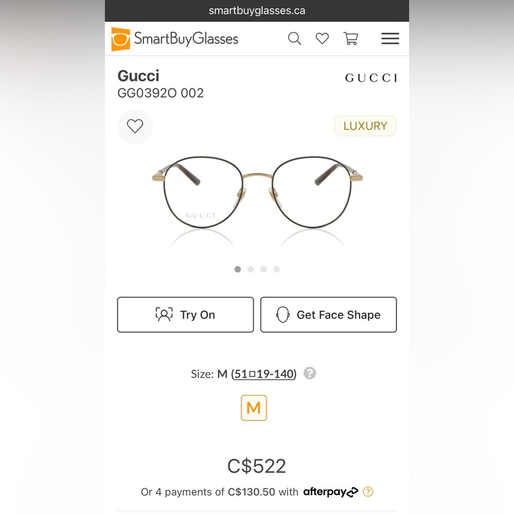 Gucci Round Metal Glasses in Gold and Black
